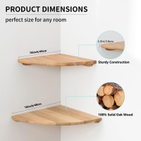 Corner Shelves Floating Corner Shelf Set Of 2 16Inch Solid Oak Wood Corner Wall Shelves Round End Wall Mount Display Shelf Wi