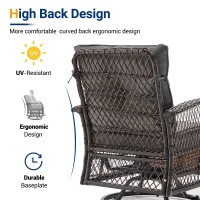 Udpatio 3 Pieces Patio Furniture Set Outdoor Swivel Gliders Rocker Wicker Patio Bistro Set With Rattan Rocking Chair Glass To