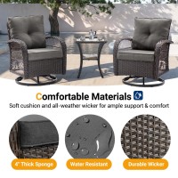 Udpatio 3 Pieces Patio Furniture Set Outdoor Swivel Gliders Rocker Wicker Patio Bistro Set With Rattan Rocking Chair Glass To