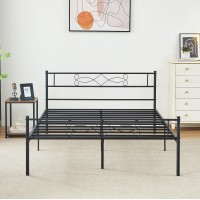 Vecelo 14 Queen Size Metal Platform Bed Frame With Headboard Premium Steel Slat Support No Box Spring Needed Noisefree Antis