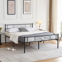 Vecelo 14 Queen Size Metal Platform Bed Frame With Headboard Premium Steel Slat Support No Box Spring Needed Noisefree Antis