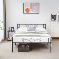 Vecelo 14 Queen Size Metal Platform Bed Frame With Headboard Premium Steel Slat Support No Box Spring Needed Noisefree Antis