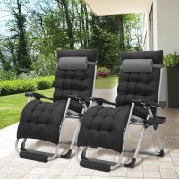 Monibloom Zero Gravity Lounge Chairs Set Of 2 With Cushion Padded Patio Anti Gravity Recliner Foldable Outdoor Lounger With Cu