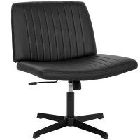 Paylesshere Criss Cross Chair Armless Office Chair No Wheels Modern Swivel Height Adjustable Ergonomic Desk Chair With Wide Seat