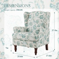 Mellcom Floral Accent Chair High Back Upholstered Armchair With Solid Legs Leisure Single Sofa Chair For Living Room Bedroom