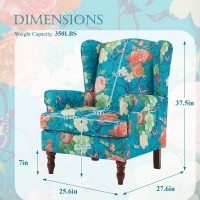 Mellcom Floral Accent Chair High Back Upholstered Armchair With Solid Legs Leisure Single Sofa Chair For Living Room Bedroom