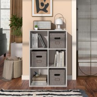 Homes Inside Out Apexa 6 Cube Storage Organizer Shelves Stackable Wood Bookcase Fits Cubby Bins For Organization Dorm Teen