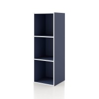 Homes Inside Out Apexa 3 Cube Storage Organizer Shelves Stackable Wood Bookcase Fits Cubby Bins For Organization Dorm Teen