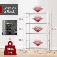 Sakugi Storage Shelves 4 Tier Shelf Organizer Heavy Duty Garage Shelving Unit With Leveling Feet Stable Metal Shelves Organi