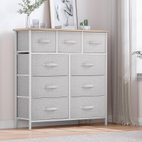 Dwvo 9 Drawer Dresser Light Gray Fabric Storage Tower Tall Organizer Unit For Room Living Room Hallway Closets Sturdy Ste