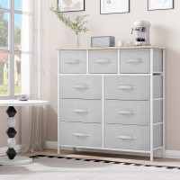 Dwvo 9 Drawer Dresser Light Gray Fabric Storage Tower Tall Organizer Unit For Room Living Room Hallway Closets Sturdy Ste