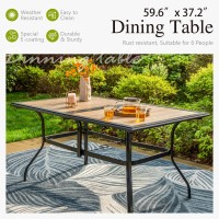 Sophia William Outdoor Table Rectangular Patio Table For 6 Large Patio Dining Table With Faux Wood Tabletop And Metal Steel