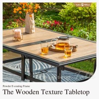 Sophia William Outdoor Table Rectangular Patio Table For 6 Large Patio Dining Table With Faux Wood Tabletop And Metal Steel