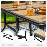 Sophia William Outdoor Table Rectangular Patio Table For 6 Large Patio Dining Table With Faux Wood Tabletop And Metal Steel