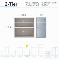 Homes Inside Out Apexa 2Tier Cube Storage Organizer Shelves Stackable Wood Bookcase Fits Cubby Bins For Organization Dorm