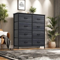 Dwvo Dresser With 8 Drawers Fabric Storage Tower Organizer Unit For Bedroom Hallway Closets Sturdy Steel Frame Wooden To