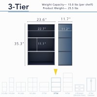 Homes Inside Out Apexa 3Tier Cube Storage Organizer Shelves Stackable Wood Bookcase Fits Cubby Bins For Organization Dorm