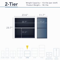 Homes Inside Out Apexa 2Tier Cube Storage Organizer Shelves Stackable Wood Bookcase Fits Cubby Bins For Organization Dorm