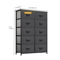 Dwvo 10 Drawer Dresser Fabric Storage Tower Organizer Unit For Bedroom Living Room Hallway Closets Sturdy Steel Frame W