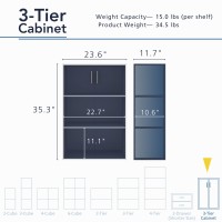 Homes Inside Out Apexa 3Tier Stackable Wood Bookcase With Doors Cube Storage Organizer Shelves Small Food Pantry Cabinet