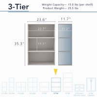 Homes Inside Out Apexa 3Tier Cube Storage Organizer Shelves Stackable Wood Bookcase Fits Cubby Bins For Organization Dorm