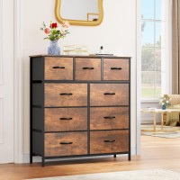 Dwvo Dresser With 9 Drawers Fabric Storage Tower Organizer Unit For Living Room Hallway Sturdy Steel Frame Wooden Top E