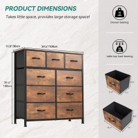 Dwvo Dresser With 9 Drawers Fabric Storage Tower Organizer Unit For Living Room Hallway Sturdy Steel Frame Wooden Top E