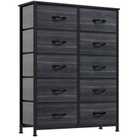 Dwvo 10 Drawer Dresser Fabric Storage Tower Organizer Unit For Living Room Hallway Closets Sturdy Steel Frame Wooden Top