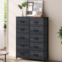 Dwvo 10 Drawer Dresser Fabric Storage Tower Organizer Unit For Living Room Hallway Closets Sturdy Steel Frame Wooden Top