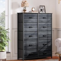 Dwvo 10 Drawer Dresser Fabric Storage Tower Organizer Unit For Living Room Hallway Closets Sturdy Steel Frame Wooden Top