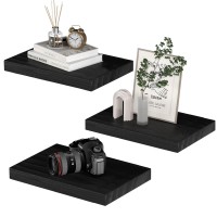 Popishelves Small Floating Shelves For Wall 12 X 9 Inch Black Shelves For Bedroom Living Room Bathroom Kitchen Office Deco