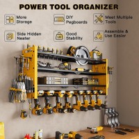 Nattydot Power Tool Organizer Wall Mount Cordless Drill Organizer 4 Layers Large Capacity Tool Rack With 8 Drill Holdersyellow