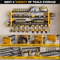 Nattydot Power Tool Organizer Wall Mount Cordless Drill Organizer 4 Layers Large Capacity Tool Rack With 8 Drill Holdersyellow