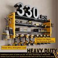 Nattydot Power Tool Organizer Wall Mount Cordless Drill Organizer 4 Layers Large Capacity Tool Rack With 8 Drill Holdersyellow