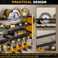 Nattydot Power Tool Organizer Wall Mount Cordless Drill Organizer 4 Layers Large Capacity Tool Rack With 8 Drill Holdersyellow