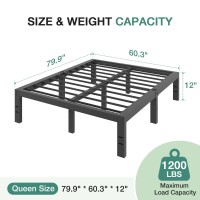 Novilla Bed Frame Queen Size 12 Inch Simplicity Metal Platform Queen Bed Frame With Underbed Storage No Box Spring Needed Hea