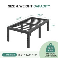 Novilla Bed Frame Twin 14 Inch Simplicity Metal Platform Twin Size Bed Frame With Underbed Storage No Box Spring Needed Heavy