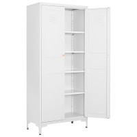 Fesbos Metal Storage Cabinet61 Tall Steel File Cabinets With Doors And 4 Adjustable Shelveswhite Steel Storage Cabinet For