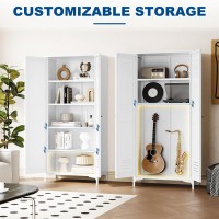 Fesbos Metal Storage Cabinet61 Tall Steel File Cabinets With Doors And 4 Adjustable Shelveswhite Steel Storage Cabinet For