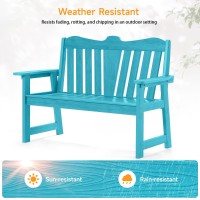 Onbrill Outdoor Bench 2Person Weatherproof Garden Bench With Wide Armrests And Backrest Allweather Patio Bench Will Not Rot