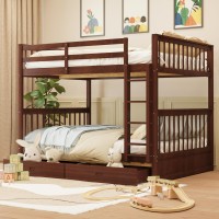 Merax Wood Bunk Bed With Drawers Full Over Full Convertible Wood Bunk Bed With Ladders And Two Storage Drawers Solid Wood Detac