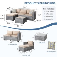 Shintenchi Patio Furniture Sets 3 Pieces Outdoor Sectional Sofa Silver Allweather Rattan Wicker Sofa Small Patio Conversation C