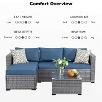 Shintenchi Patio Furniture Sets 3 Pieces Outdoor Sectional Sofa Silver Allweather Rattan Wicker Sofa Small Patio Conversation C