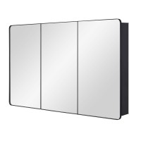 Idyllor Bathroom Mirror Medicine Cabinet With Round Corner Framed Door 48 X 30 Inch Black Recessed Or Surface Mount With Adjus