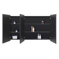 Idyllor Bathroom Mirror Medicine Cabinet With Round Corner Framed Door 48 X 30 Inch Black Recessed Or Surface Mount With Adjus