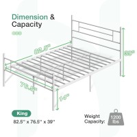 Novilla King Size Bed Frame With Headboard And Footboard 14 Inch Metal Platform Bed Frame With Under Bed Storage No Box Spring