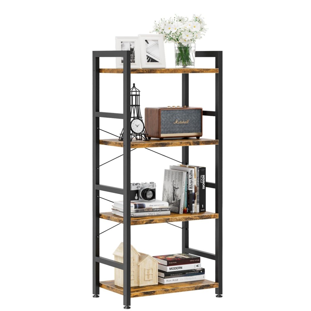 Numenn 4 Tier Slim Bookshelf Tall Bookcase Shelf Storage Organizer Modern Book Shelf For Bedroom Living Room And Home Office