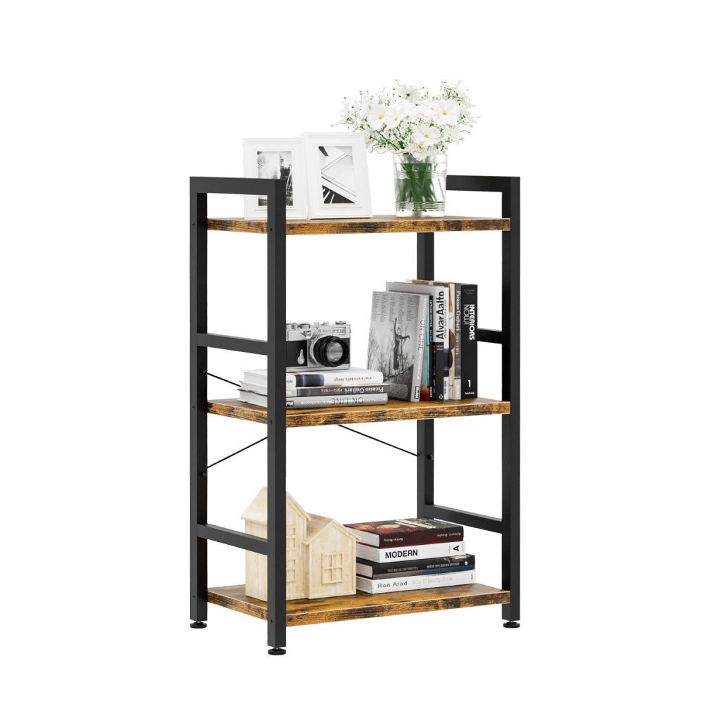 Numenn 3 Tier Slim Bookshelf Bookcase Shelf Storage Organizer Modern Book Shelf For Bedroom Living Room And Home Office Vint