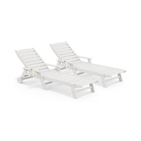 Serwall Patio Chaise Lounge Chair Set Of 2 5 Positions Adjustable Hdpe Outdoor Lounge Chair For Pool Poly Lounge Chair With Ro