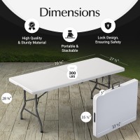 6 Feet Foldable Table With Built In Handle Steel Legs Heavy Duty Portable Perfect For Party Dining Wedding Events Picn